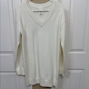 H&M Off-White V-Neck Sweater dress